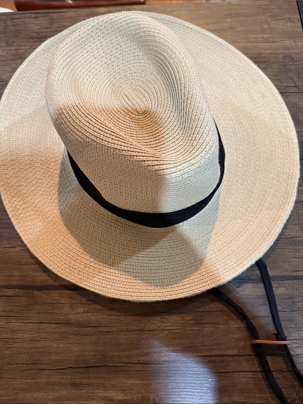 Furtalk Cream Straw Hat with Black Band Women’s Size M/L